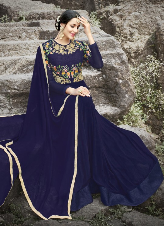 Blue Georgette Embroidered Gown Style Anarkali MEHZABEEN VOL-2 2500 By Bela Fashion