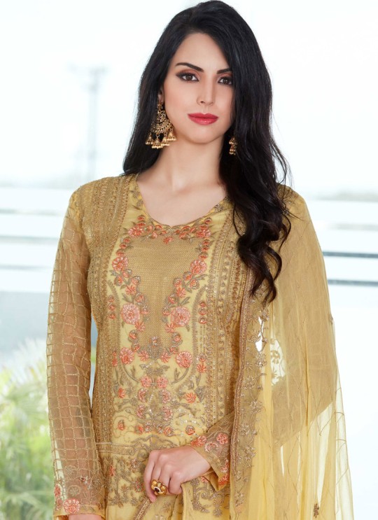 Gold Organza Embroidered Straight Suits MONARK 408 By Bela Fashion