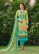 Green Cotton Straight Cut Suit HOUSE OF COTTON 2002 By Deepsy