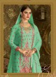 Green Geoegette Pakistani Sharara Salwar Kameez DULHAN 2 BRIDEL COLLECTION 2004B Color By Deepsy