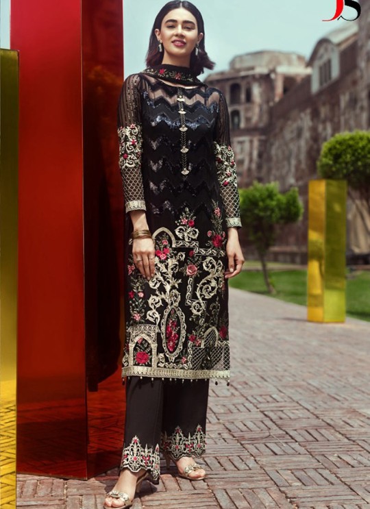 Black Faux Georgette Pakistani Salwar Kameez IMORZIA-2 200501 By Deepsy