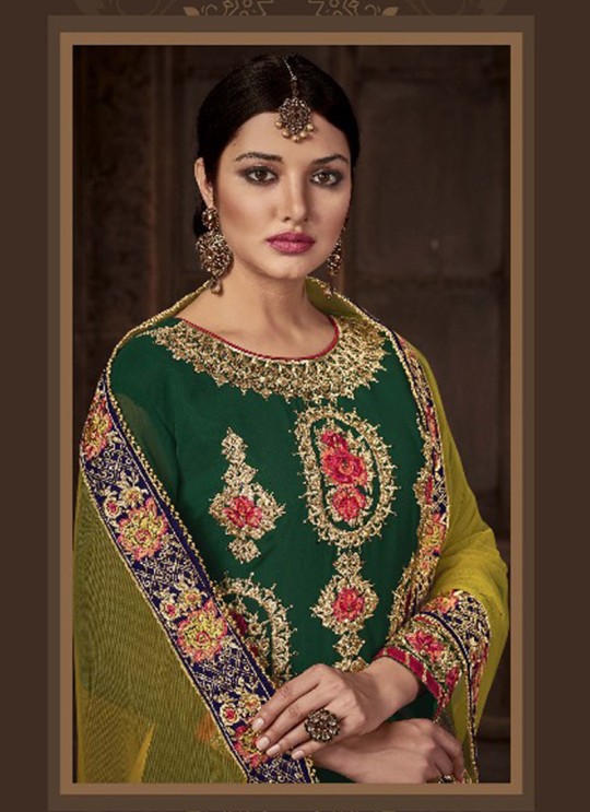 Green Geoegette Pakistani Palazzo Suit DULHAN-3 3004 By Deepsy Green Geoegette Pakistani Palazzo Suit DULHAN-3 3004 By Deepsy