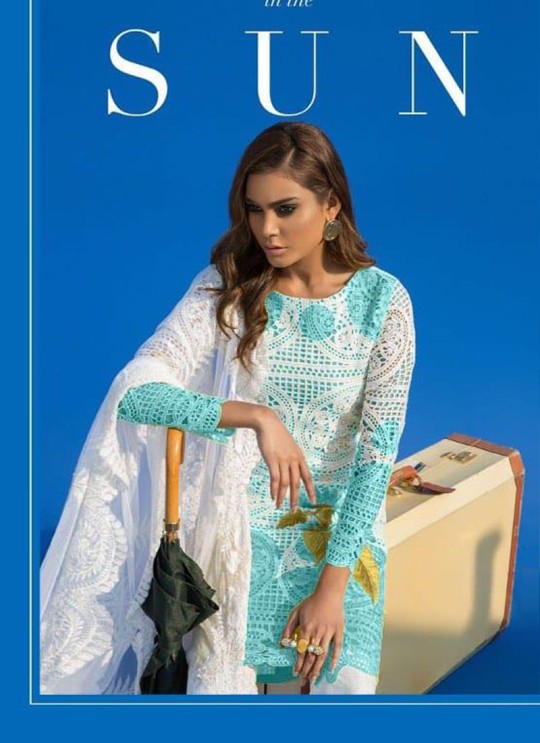 Blue Cotton Pakistani Salwar Kameez SANA SAFINAZ NX 99003 Blue Color By Deepsy