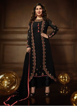 Black Georgette Wedding Wear Jacket Style Suit KOTI 10084 By Karma Trendz