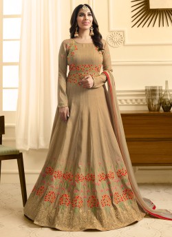 Beige Silk Wedding Wear Floor Length Anarkali Pakeeza Vol 2 5456 By Karma Trendz