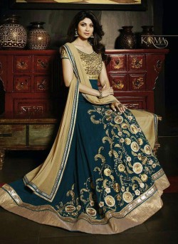 Blue Georgette Wedding Wear Anarkali Suit 7022 Hit Design 7022 By Karma Trendz