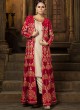 Maroon Silk Wedding Wear Jacket Style Suit Mother & Daughter 8190 By Karma Trendz