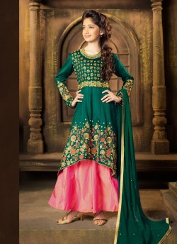 Green Silk Wedding Wear Floor Length Anarkali Daughter 8191 By Karma Trendz