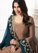Brown Modal Satin Wedding Wear Palazzo Suits Sophie 9009 Series 9009B Color By Karma Trendz