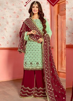 Pista Green Georgette Party Wear Pakistani Palazzo Salwar Kameez PHILLAURI VOL 10 23003 By PHILLAURI