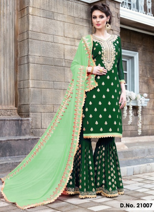 Green Georgette Party Wear Pakistani Palazzo Salwar Kameez PHILLAURI VOL 8 21007 By PHILLAURI