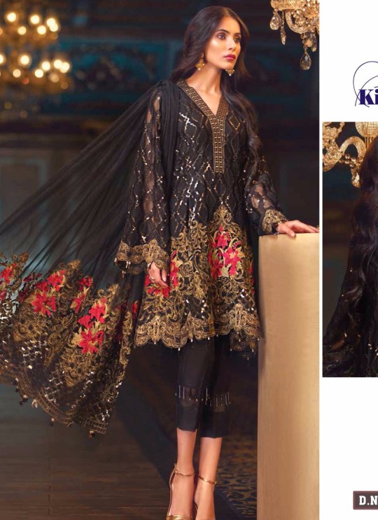 Black Georgette Embroidered Pakistani Suit Jazmin-01A By Kilruba