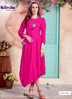 Pink Rayon Cotton Printed Gown ANUSHKA-1001 Rani By Kilruba