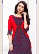 Red Blue Rayon Cotton Printed Party Wear Kurti LIBERATE-1003 By Kilruba