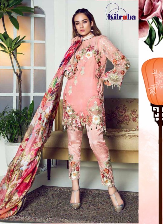 Peach Georgette Embroidered Pakistani Suit ORIENT-104 By Kilruba