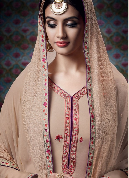 Beige Georgette Palazzo Suit Kimora Heer 7306 SC/004011 Beige Georgette Palazzo Suit Kimora Heer 7306 SC/004011