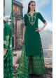 Green Cotton Satin Palazzo Suit Kimora Heer 8910 SC/010378