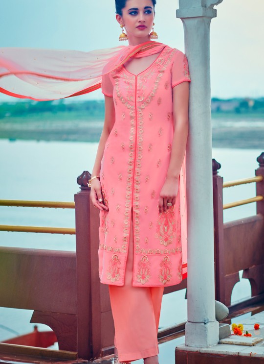 Pink Georgette Pant Style Suit Kimora Heer 8917 SC/011239