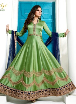 Green Art Silk Anarkali Suit Nitya Vol 100 1003 By Lt Fabrics