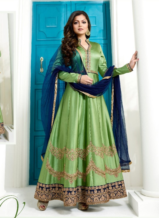 Green Art Silk Anarkali Suit Nitya Vol 100 1003 By Lt Fabrics