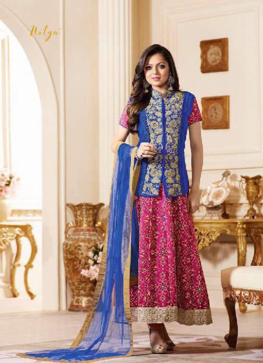 Magenta Georgette Jacket Style Anarkali Nitya 1601 Series 1606 By Lt Fabrics