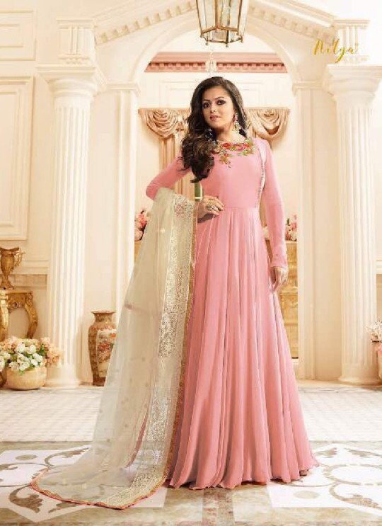 Pink Georgette Gown Style Anarkali Nitya 1601 Series 1608 By Lt Fabrics