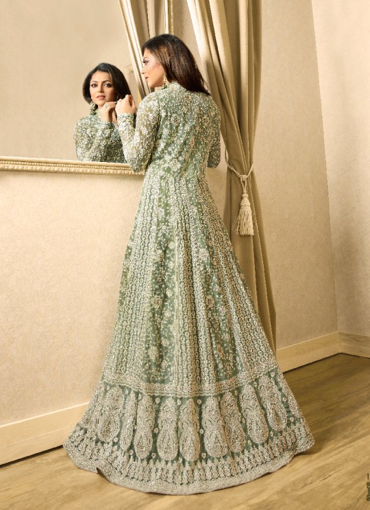 Green Net Jacket Style Anarkali Nitya Vol 117 1706 By Lt Fabrics