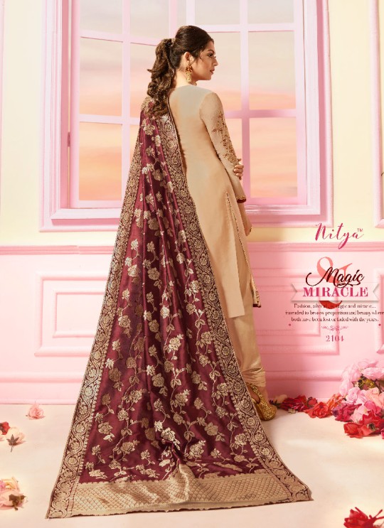 Gold Georgette Satin Churidar Suit Nitya Vol 121 2104 By Lt Fabrics