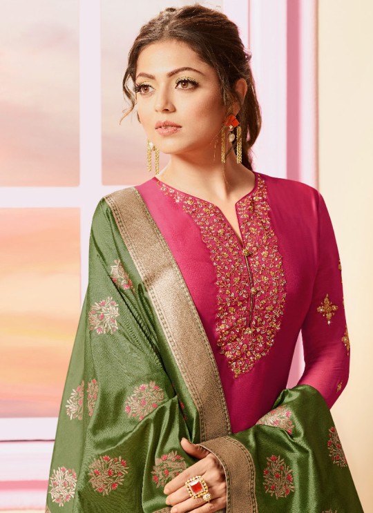 Pink Georgette Satin Churidar Suit Nitya Vol 121 2105 By Lt Fabrics
