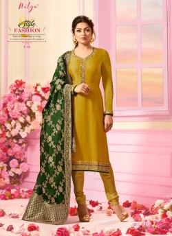 Mustard Georgette Satin Churidar Suit Nitya Vol 121 2106 By Lt Fabrics