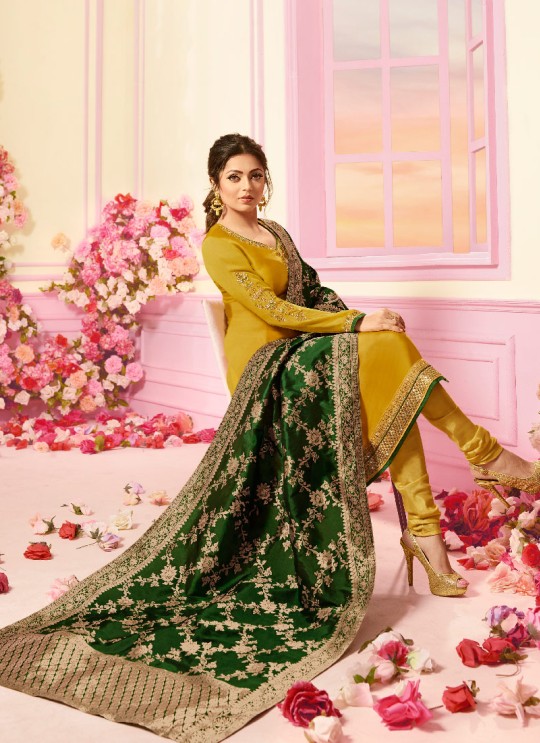 Mustard Georgette Satin Churidar Suit Nitya Vol 121 2106 By Lt Fabrics