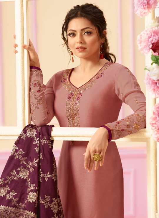 Peach Georgette Satin Churidar Suit Nitya Vol 121 2109 By Lt Fabrics