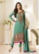 Green Faux Georgette Churidar Suit Nitya 94 Series 94009 By Lt Fabrics