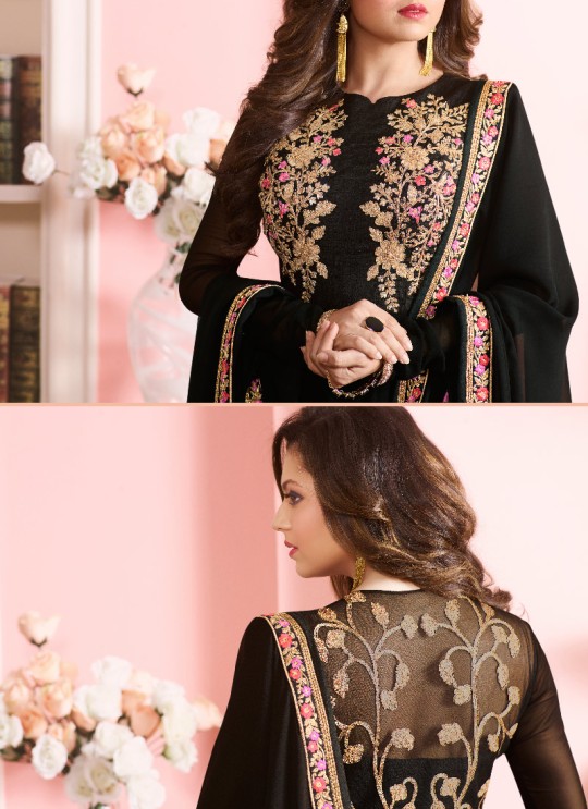Black Georgette Gown Style Anarkali Nitya Vol -97 97005 By Lt Fabrics