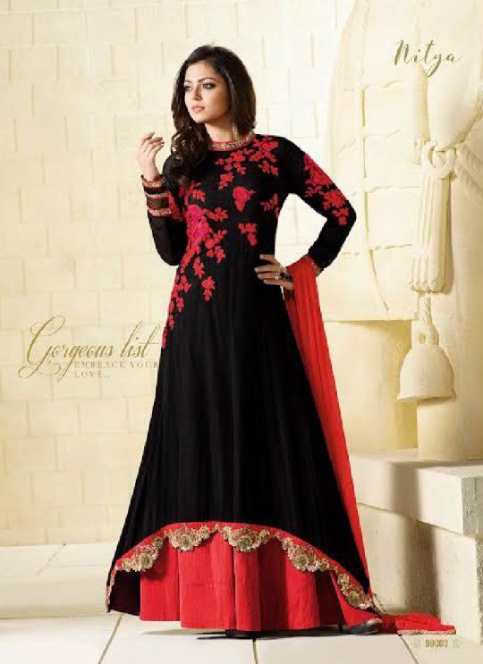 Black Georgette Anarkali Suit Nitya Vol 99 99003 By Lt Fabrics