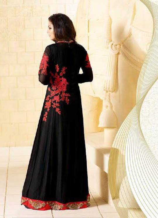 Black Georgette Anarkali Suit Nitya Vol 99 99003 By Lt Fabrics