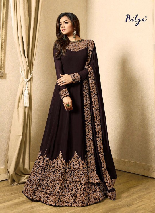 Brown Georgette Gown Style Anarkali Nitya Vol 117 1701c Brown By Lt Fabrics