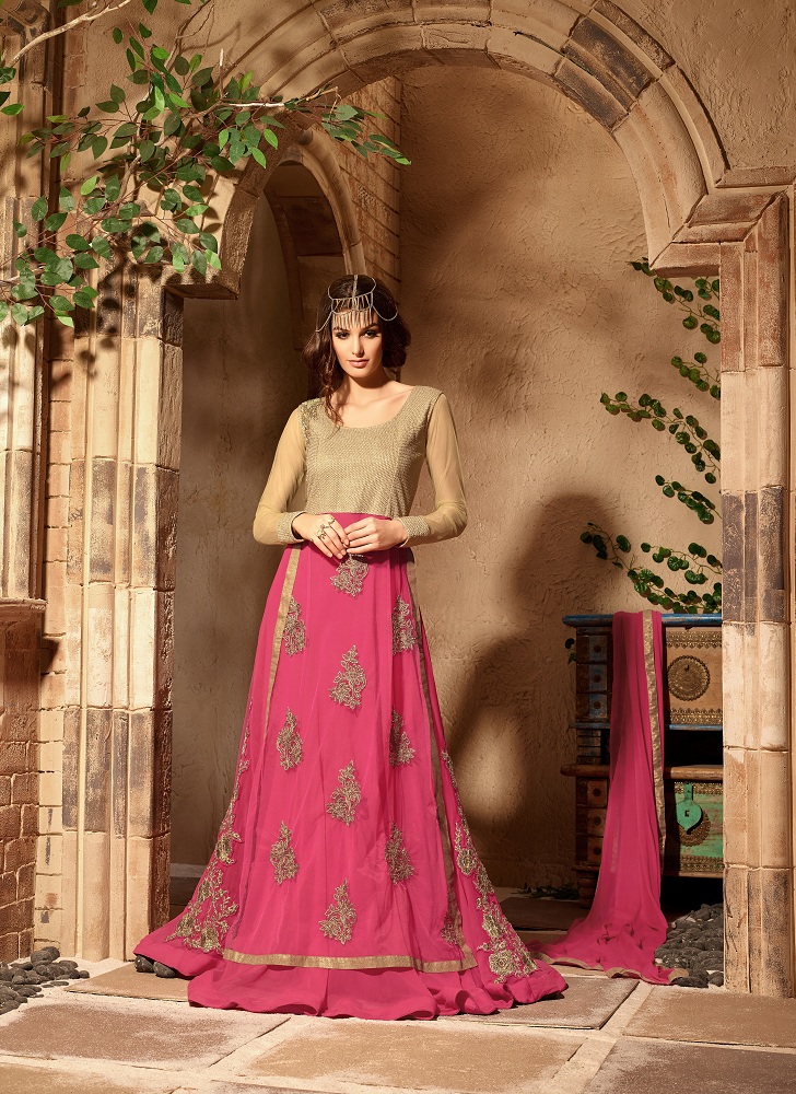 Wholesale Online Pink Georgette Floor Length Anarkali Infinity
