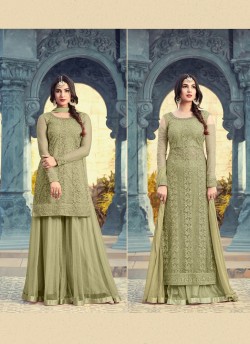 Green Net Pakistani Palazzo Pearl 5504C Color By Maisha