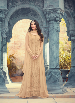 Georgette Anarkali Suit Pearl 5508A Color By Maisha