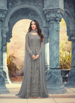 Georgette Anarkali Suit Pearl 5508C Color By Maisha