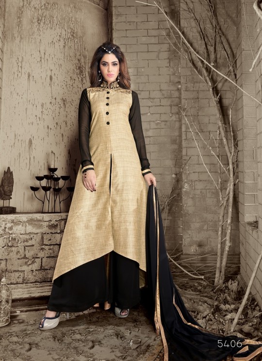 Beige Silk Pakistani Salwar Kameez Quinn-2 5406 By Maisha