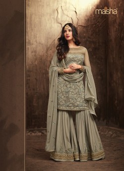 Grey Net Pakistani Palazzo Roush 5708 By Maisha