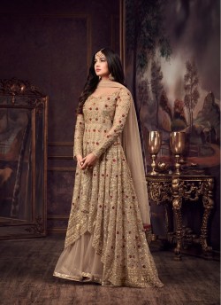 Beige Net Floor Length Anarkali Shayra 5608 By Maisha