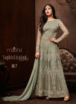 Green Net Floor Length Anarkali Keira 1102 By Maisha