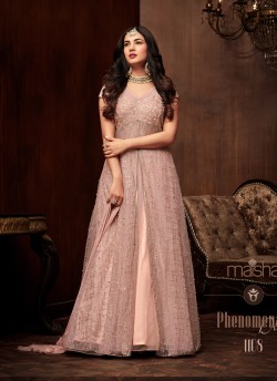 Dusty Pink Net Floor Length Anarkali Keira 1108 By Maisha