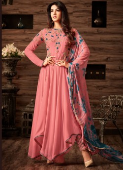 Pink Georgette Gown Style Anarkali Quinn 4808 By Maisha