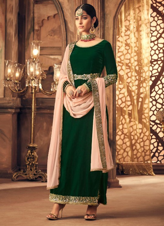 Green Velvet Straight Cut Suit Qadira 6103 By Maisha