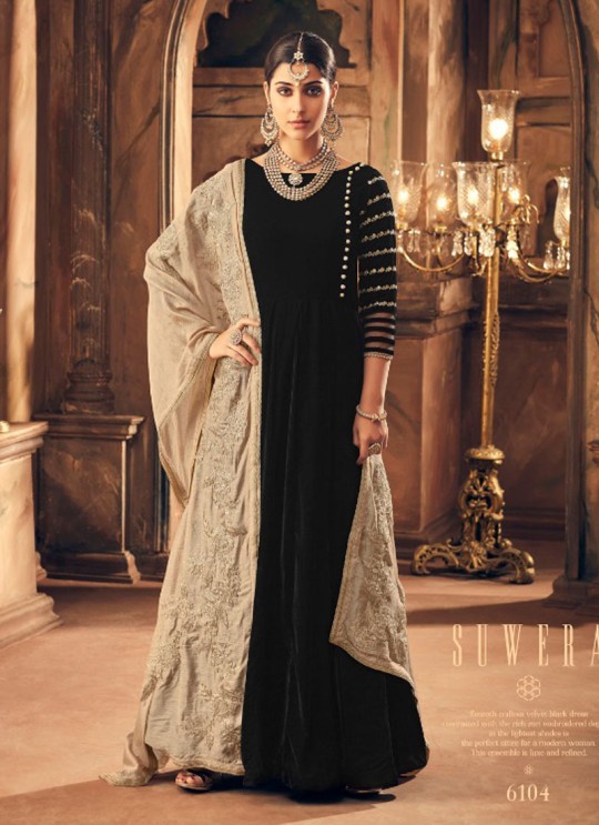 Black Velvet Gown Style Anarkali Qadira 6104 By Maisha