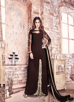 Coffee Georgette Pakistani Salwar Kameez 4201 Series 4207 Coffee Color By Maisha